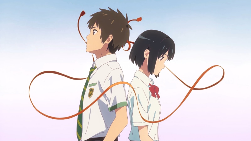nature, Tachibana Taki, women, Kimi no Na Wa, sky, day, standing, lifestyles, adult, sunlight, arts culture and entertainment, arms raised, men, clear sky