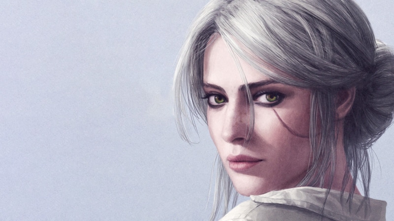 The Witcher 3: Wild Hunt, beautiful woman, indoors, women, woman, artwork, adult, video games, young women, painting, portrait, looking at camera, Cirilla