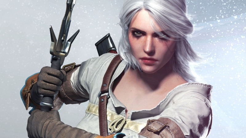 hairstyle, human Hair, adult, cartoon, one Person, The Witcher, fashion, women, gun, fantasy girl, character, protective glove, aggression, weapon, white