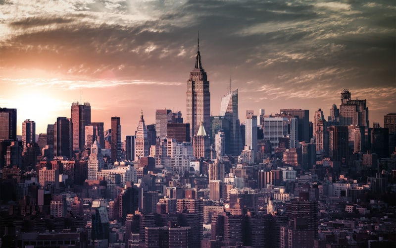 city, office Building, nature, famous Place, aerial, clouds, sunset, crowd, crowded, cityscape, new, travel destinations, built Structure, Empire State Building