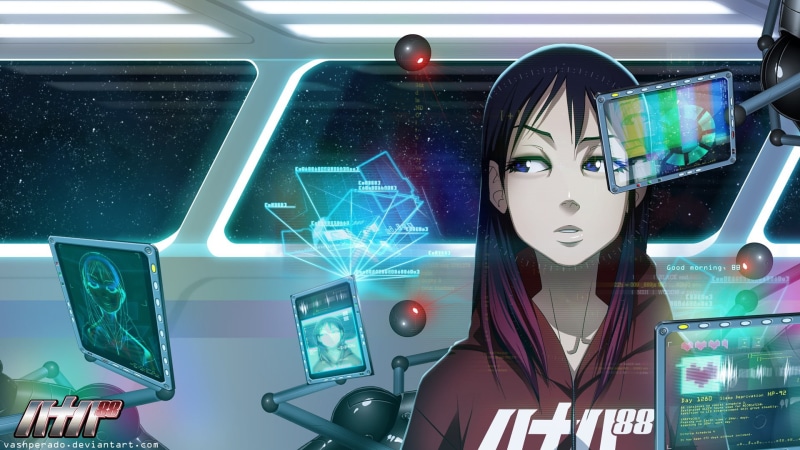 88 Girl, vashperado, anime girls, 1080P, futuristic, interfaces, anime, original characters, spaceship, cyberpunk