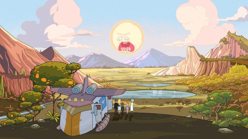 nature, architecture, rick, outdoors, no people, morty, built structure, sunlight, mountain, Summer Smith, day, sky, Beth Smith, representation