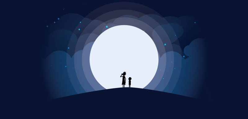 Rick and Morty, The moon, Sanchez, Morty, Minimalism, 2K, Rick Sanchez, Rick, Smith, Cartoon, Morty Smith
