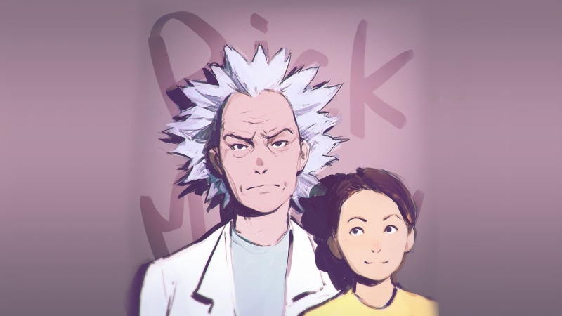 looking at camera, adult, females, Rick and Morty, 1080P, young adult, women, studio shot, girls, headshot, Ilya Kuvshinov, creativity, front view, Rick Sanchez