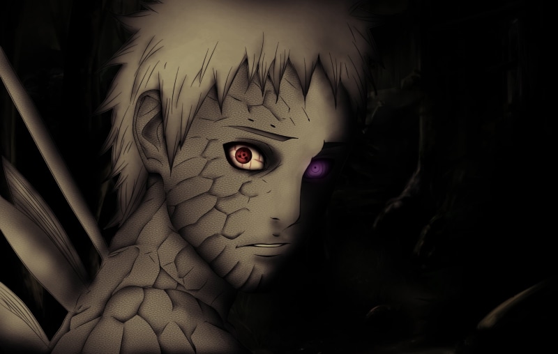 horror, eye, 1080P, Uchiha Obito, sad, demon - fictional character, robot, body part, human representation, close-up, Rinnegan, mystery, human eye, doll