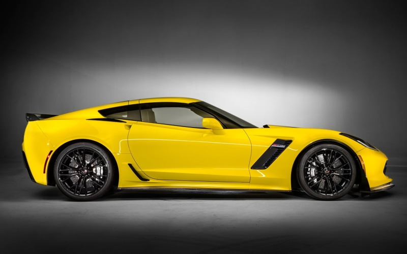 1080P, side view, car, yellow cars, Chevrolet Corvette Z06, 2015 Chevrolet Corvette Z06