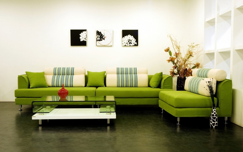 furniture, sofa, green, design, modern, 2K, living room, background