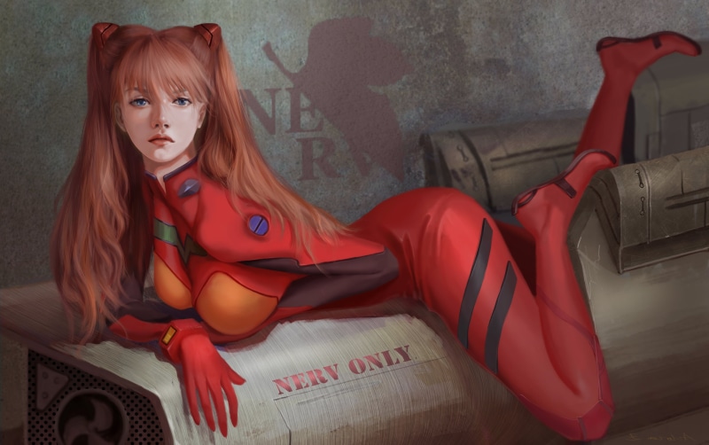 young adult, furniture, women, real people, Asuka Langley Soryu, sofa, hairstyle, beautiful woman, 2K, beauty, anime girls, bangs, one person, indoors