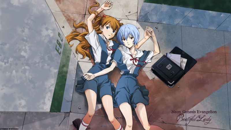 belief, human representation, Neon Genesis Evangelion, sky, lifestyles, built structure, architecture, leisure activity, cloud - sky, anime girls, day