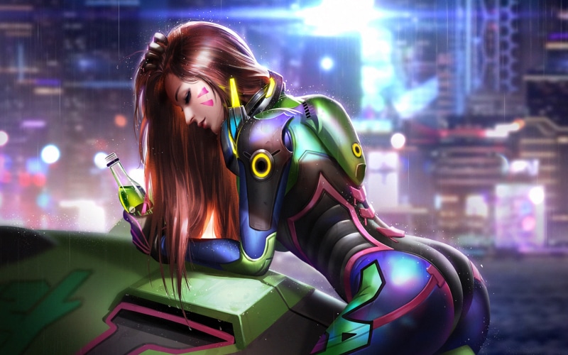 Illustration, 2K, Game Art, Liang xing, D.Va’s Nano Cola, Overwatch, Hana Song, D.Va, by Liang xing