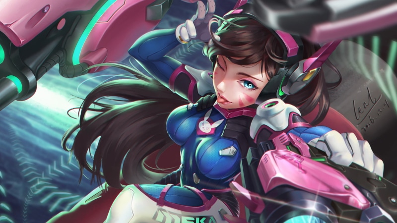 females, front view, 1080P, portrait, car, cute, one person, high angle view, girls, looking at camera, motor vehicle, leisure activity, women, D.Va (Overwatch)