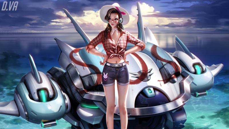 D.Va (Overwatch), women, portrait, nature, 1080P, young adult, smiling, leisure activity, looking at camera, character, outdoors, Overwatch, beautiful woman
