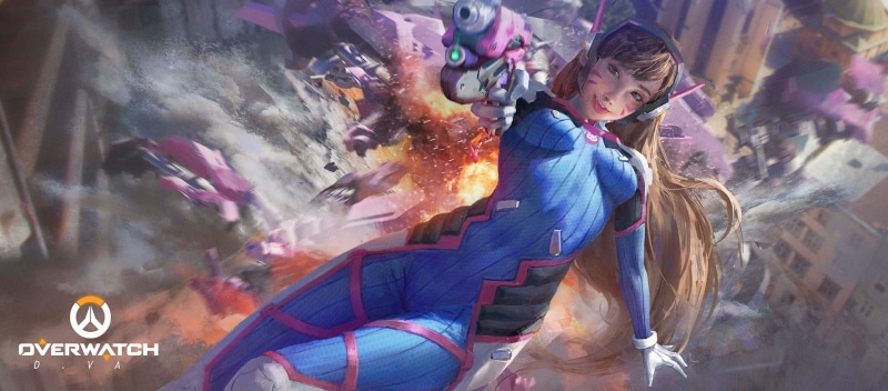 glass - material, digital composite, childhood, d, Overwatch, side view, people, boys, 1080P, indoors, real people, casual clothing, child, D.Va (Overwatch)