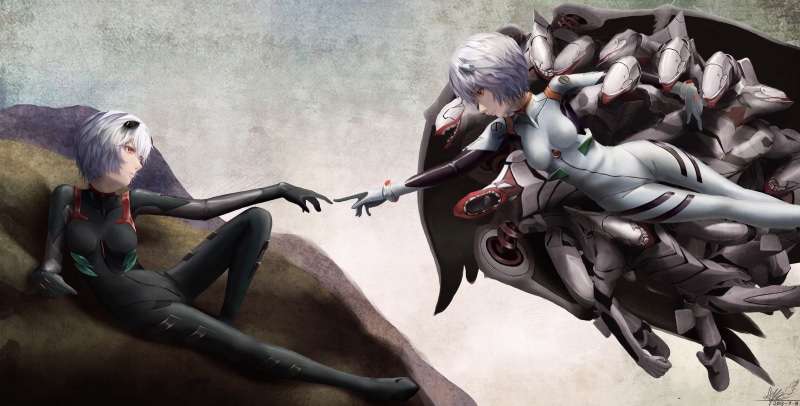 young adult, men, 5K, high angle view, nature, adult, people, anime girls, sitting, Ayanami Rei, day, young men, real people, Neon Genesis Evangelion