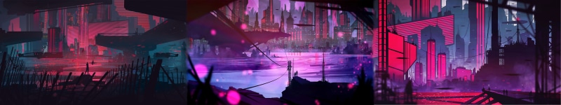 triple screen, cyber city, metro, futuristic city, 5K