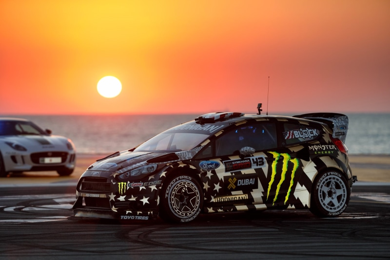 Fiesta, Gymkhana, Ford, Eight, Ken Block, 1080P, Sunset, Dubai, RX43