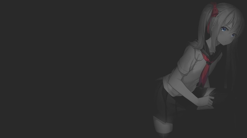 minimalism, anime girls, selective coloring, anime, fan art, school uniform, illustration, dark background, 1080P, monochrome, hair tail