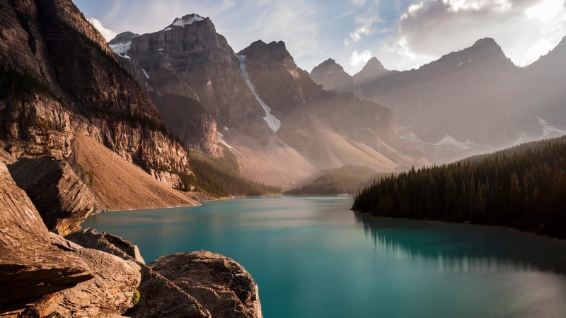 alberta, banff national park, mountain, canada, national park, valley, moraine lake, sky, wilderness, glacial lake, lake, 1080P, valley of the ten peaks