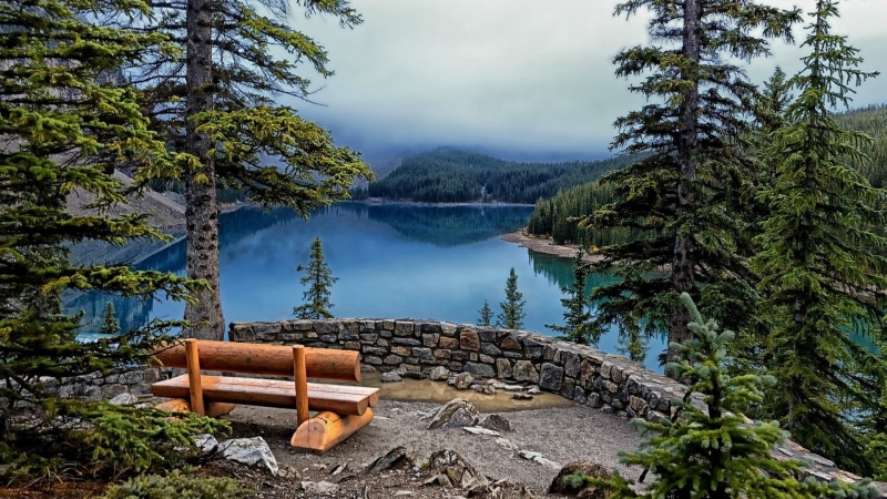 hill station, banff national park, valley of the ten peaks, landscape, wilderness, mountain, foggy, moraine lake, mist, water, moraine lak, misty, fog