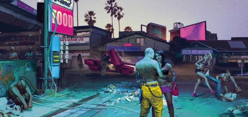 people, 1080P, creativity, representation, clothing, standing, men, rear view, Cyberpunk 2077, built structure, cyborg, art and craft, lifestyles, video games