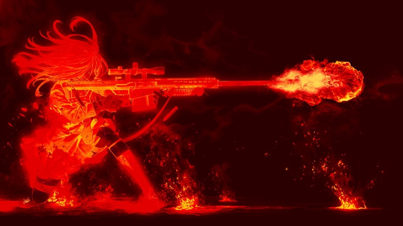 sniper rifle, war fairy, drawing, 1080P, anime girls