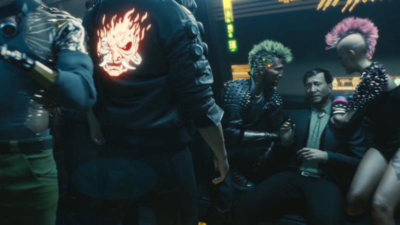clothing, Cyberpunk 2077, lifestyles, medium group of people, leisure activity, night, group, CD Projekt RED, adult, group of people, outdoors, men, people