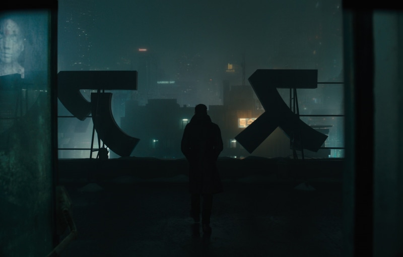 photography themes, 1080P, Blade Runner 2049, rear view, adult, indoors, silhouette, activity, architecture, standing, night, men, built structure, lifestyles