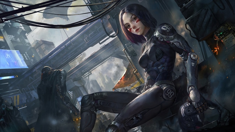 art, futuristic, 2K, cyberpunk, Alita: Battle Angel, Alita, robot, cyborg