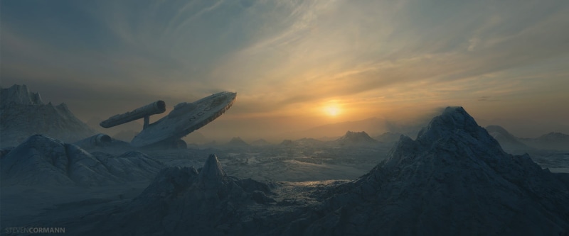 environment, mountain range, digital, sun, sunset, outdoors, mountain peak, cloud - sky, snowcapped mountain, scenics - nature, Star Trek, tranquility