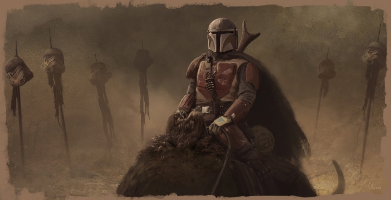 4K, bounty hunter, Star Wars, science fiction, artwork, The Mandalorian