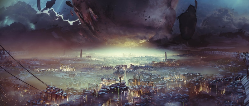 Destiny 2, video games, 4K, science fiction, Cityscape, landscape, city, Destiny (video Game), artwork, digital art
