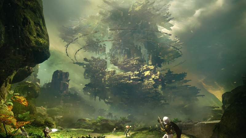 day, outdoors, real people, tree, fog, 1080P, Destiny (video game), video games, people, water, forest, nature, digital art, green color, group of people