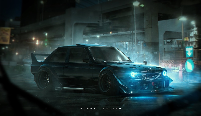 BMW, BMW M3 E30, 1080P, Khyzyl Saleem, render, artwork, car, RS Watanabe