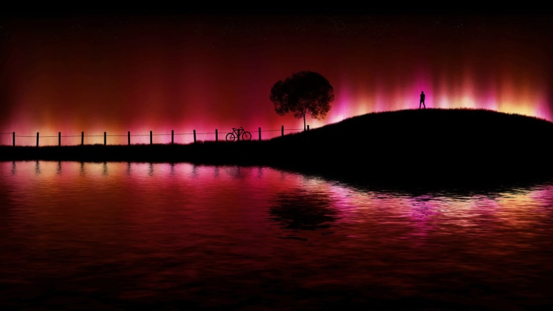 outdoor, weather, scenery, sun, illuminated, travel, reflection, beauty in nature, silhouette, sunset, lake, morning, evening, scenics - nature, celestial body