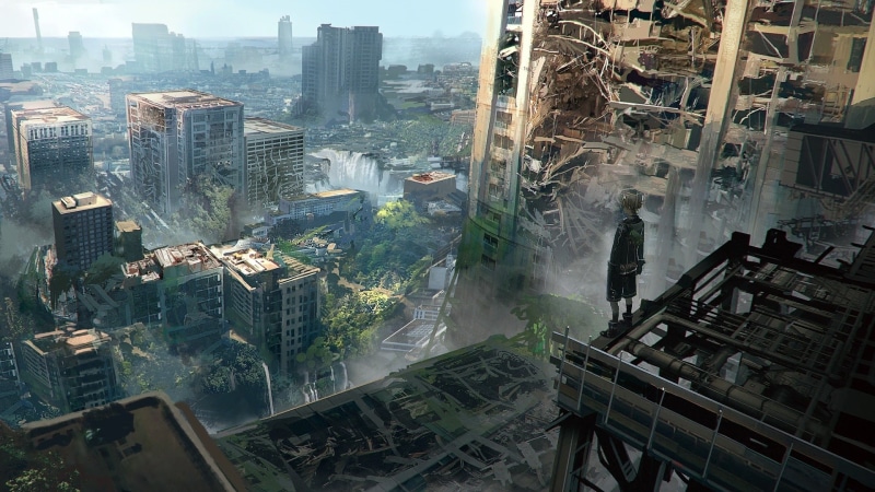Building, YoRHa No.9 Type S, Boy, Destruction, 1080P, Video Game, NieR: Automata, Apocalyptic, City