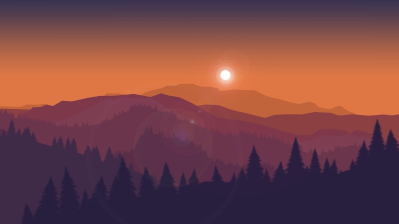 Mountains, Firewatch, 4K, Silhouette, Minimal, Sunset, 4K