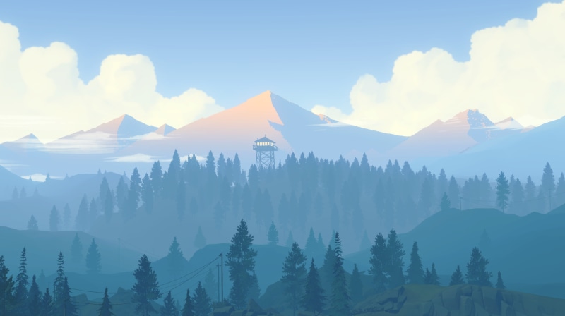 forest, artwork, 4K, Firewatch, mountains