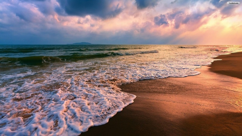 mountain, water, sun, desert, horizon, shore, sand, valley, hill, sea, summer, mountains, land, nature, environment, stone, ravine, cloud, sunset, park
