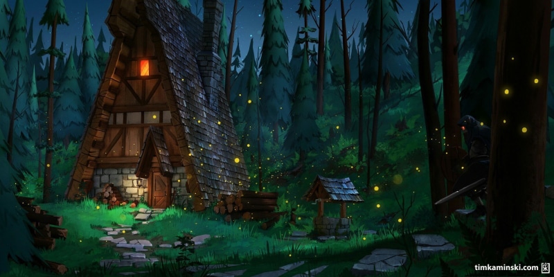night, plant part, 1080P, concept art, no people, building exterior, building, architecture, glowing, lighting equipment, growth, built structure, nature