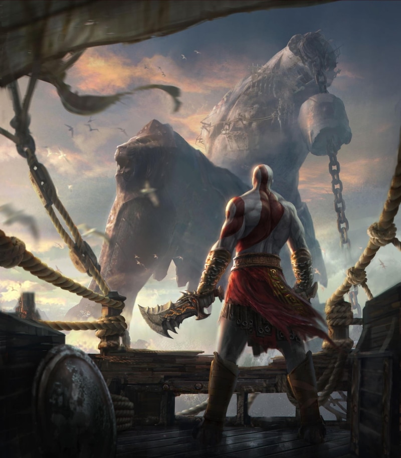 x, ascension, artwork, war, games, kratos, hd, video, 1080P, god, art, concept art, concept, chains, God of War, blades