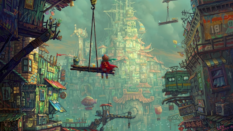 fantasy art, concept art, digital art, building, city, children, artwork, 1080P