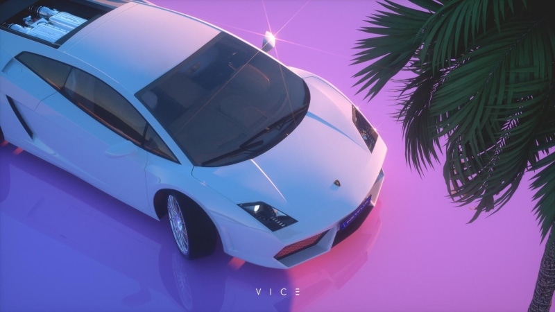 Rendering, Auto, by Trey Trimble, Retrouve, Trey Trimble, Neon, Illustration, 1080P, Futuresynth, 80s, New Retro Wave, Retrowave, Gallardo, Music, Lamborghini