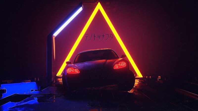 by Trey Trimble, Vehicles, New Retro Wave, Transport, Illustration, Trey Trimble, Viper, Machine, Chevrolet Corvette C6, Style, Concept Art, Synth, Neon