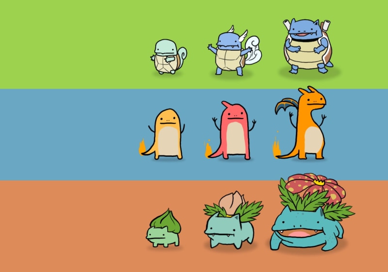 no people, pokemon, indoors, fruit, nature, Squirtle, characters, colored background, water, food, dairy product, cute, archival, Pokémon, food and drink