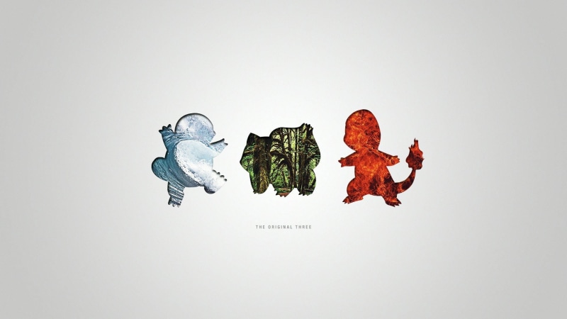 1080P, Bulbasaur, no people, broken, white background, representation, creativity, gray background, three, Squirtle, pollution, copy space, Charmander