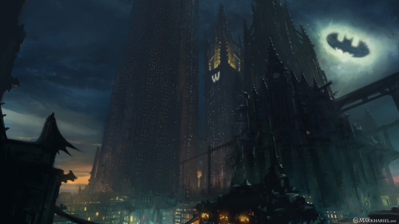 Gotham City, skyscraper, 1080P, concept art, DC Comics, Batman, superhero, artwork