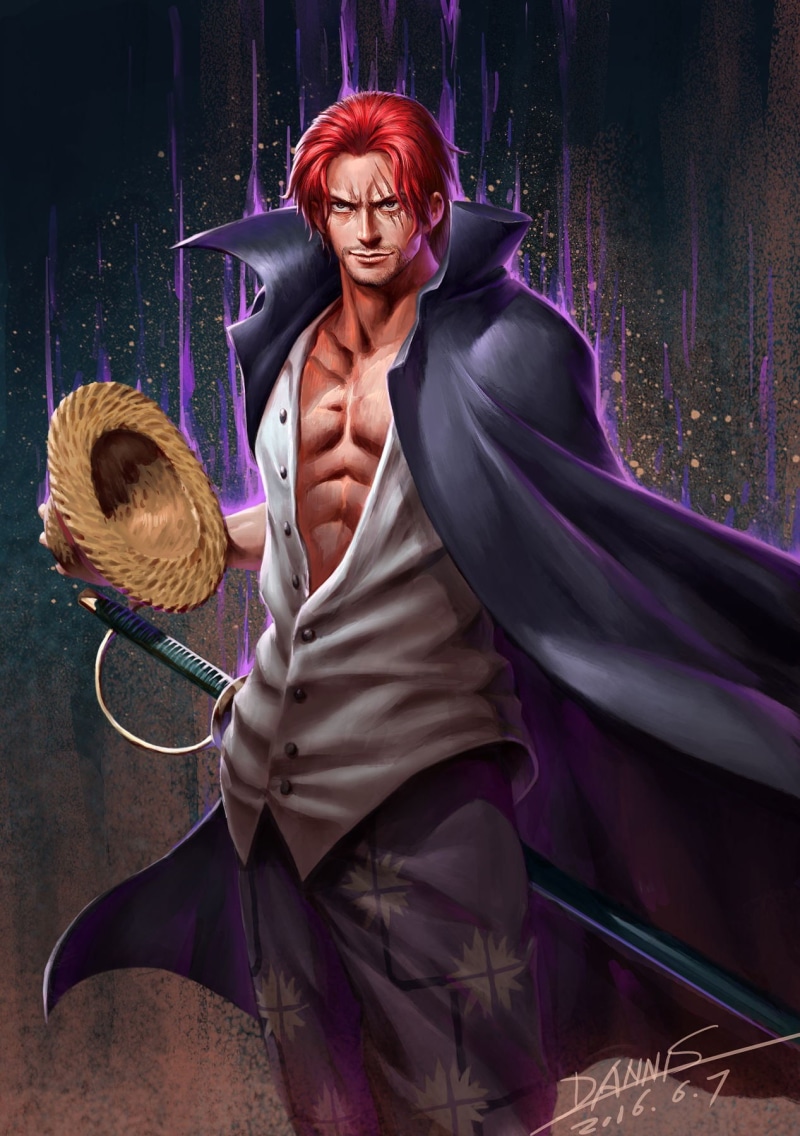 three quarter length, fantasy, looking at camera, purple, people, ace, costume, Yonkou, waist up, hat, portrait, clothing, females, dyed red hair, fashion