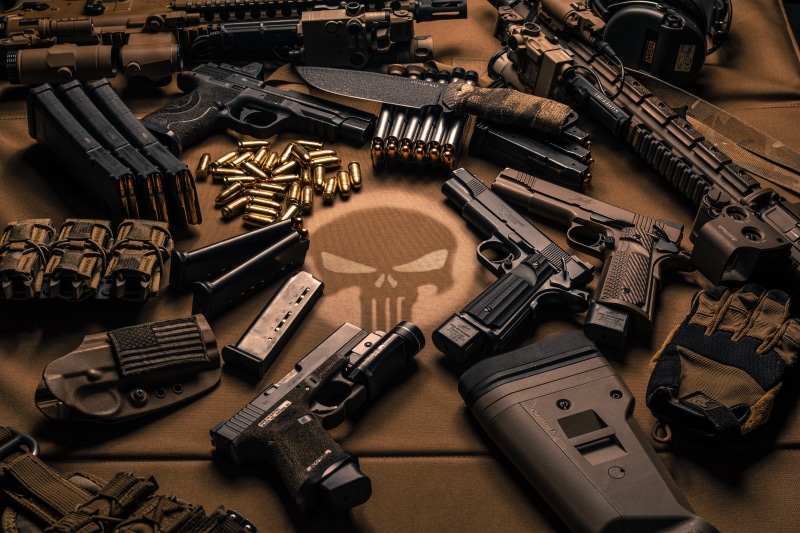 murderer, aK-47, no people, shooting A Weapon, machine Gun, knife, weapon, high angle view, 5K, assorted, danger, backgrounds, gun, aggression, police Force