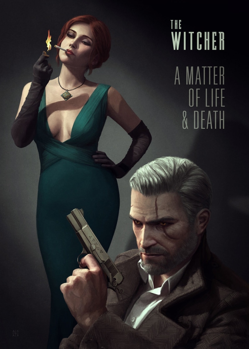 red Carpet, Triss Merigold, digital art, young adult, man, communication, illustration, beautiful, holding, adult, knife - weapon, crime, women, fame, The Witcher