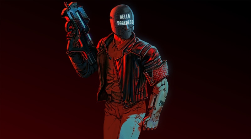 helmet, headwear, obscured face, game, one person, unrecognizable person, holding, 4K, casual clothing, security, standing, adult, ruiner, Other Games